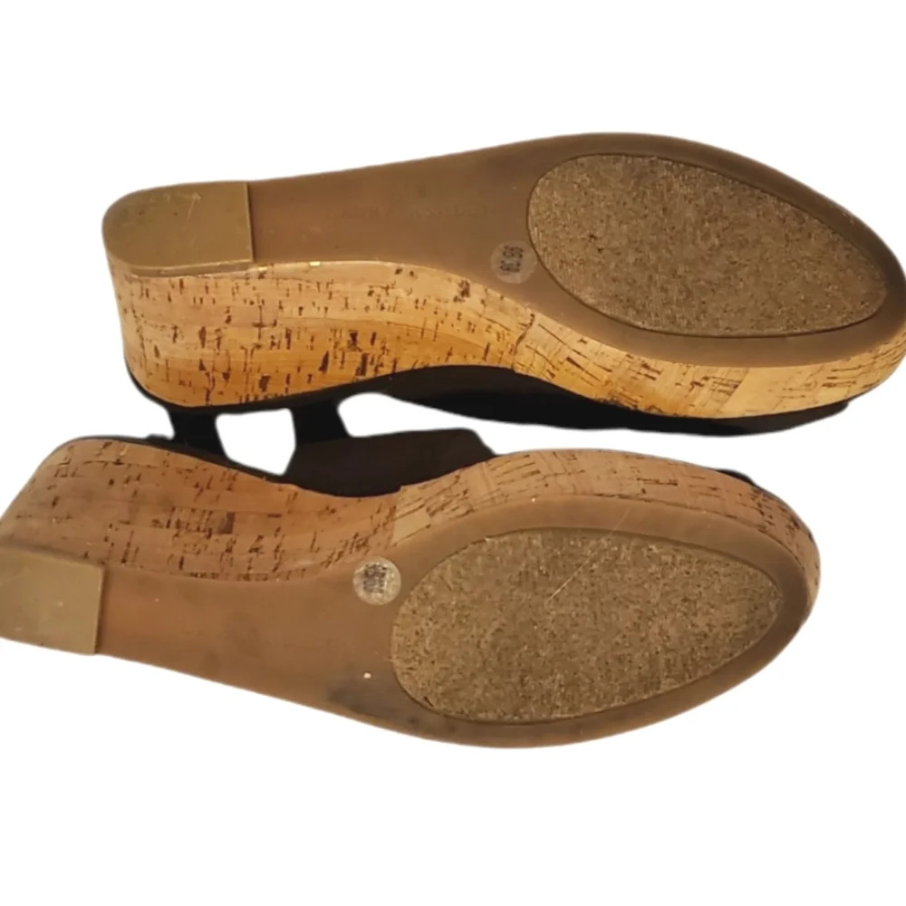 Laura Ashley Brown Peep toe wedge heels. - Picture 7 of 9